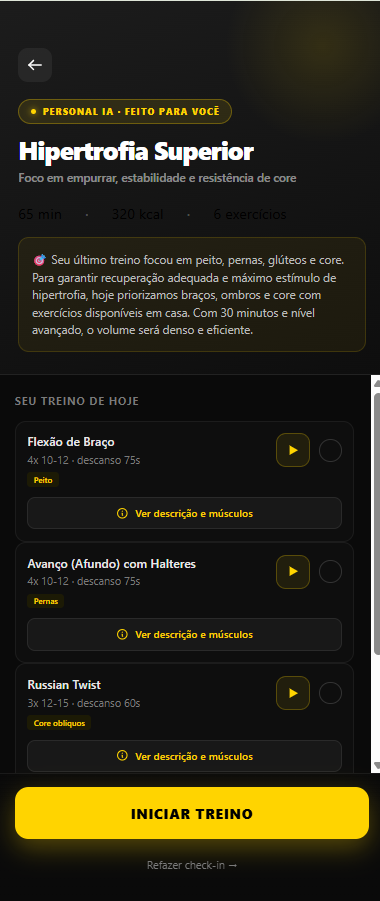 Treino do dia — Vibe Force